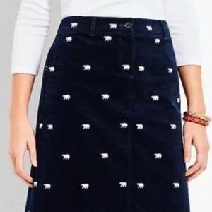 EUC Talbots Velveteen Polar Bear Mini Skirt Navy Blue Size 14